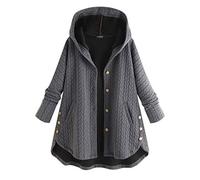 Manteau à Capuche à Manches Longues avec Poches boutonnées décontractées Grande Taille pour Femmes Cape Hiver Chaud Polaire