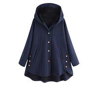 Manteau à Capuche à Manches Longues avec Poches boutonnées décontractées Grande Taille pour Femmes Cape Hiver Chaud Polaire