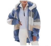 Manteau à capuche doublé en polaire pour femme - Coupe ample - Poche zippée imprimée - Pour printemps, automne, hiver - Vacances quotidiennes - Vacances - Club - 2 : manteau à capuche doublé en