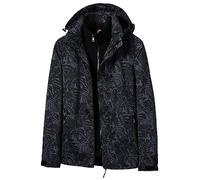Manteau à capuche Double épaisseur imprimé érable pour femme, couleur unie, coupe-vent et imperméable, veste d'extérieur respirante, automne et hiver Veste En Jean Femme Noir Courte Veste (Black, XXL)