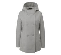 Manteau à capuche en laine optique femme QS Gris M