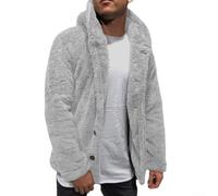 Manteau à capuche en polaire chaude de couleur unie pour homme - Veste à capuche épaisse à manches longues - Vêtement d'extérieur décontracté pour les jours froids (3XL gris)