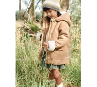Manteau à capuche fille drap de laine doublé sherpa chamois 4A