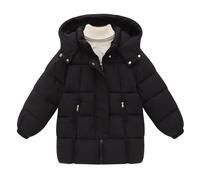 Manteau à Capuche Hiver Fille Garçon Blouson Zipper Chaud et épais Veste Enfants Confortable Doudoune Automne Hiver de Plein air Sport Casual Manteau Couleur Unie Ample