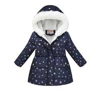Manteau à capuche imprimé pour filles, veste chaude doublée en polaire pour enfants, parka imperméable, NY1., 3-4 ans
