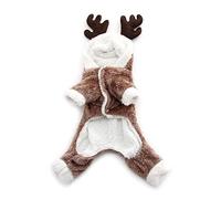 Manteau à capuche pour chien Chiots Vêtements de Noël pour races de jouets Chiens Caniche Pinscher Shih Tzu Chihuahua Mignon Design de renne Vêtements chauds d'hiver pour petits chiens
