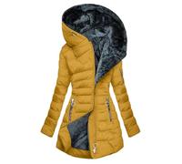 Manteau à capuche pour femme de longueur moyenne avec fermeture éclair à l'avant pour des vêtements d'hiver chauds et à la mode contre le froid, Orange, 4XL