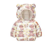 Manteau à Capuche pour Filles Hiver Enfants Doudoune Léger Blousons Oreilles Veste 3D Manche Longues Chaude Vêtement Enfant Doudoune