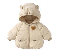 Manteau à Capuche pour Filles Hiver Enfants Doudoune Léger Blousons Oreilles Veste 3D Manche Longues Chaude Vêtement Enfant Doudoune Parka