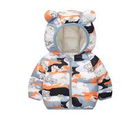 Manteau à Capuche pour Filles Hiver Enfants Doudoune Léger Blousons Oreilles Veste 3D Manche Longues Chaude Vêtement Enfant Doudoune