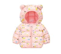 Manteau à Capuche pour Filles Hiver Enfants Doudoune Léger Blousons Oreilles Veste 3D Manche Longues Chaude Vêtement Enfant Doudoune