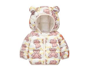 Manteau à Capuche pour Filles Hiver Enfants Doudoune Léger Blousons Oreilles Veste 3D Manche Longues Chaude Vêtement Enfant Doudoune