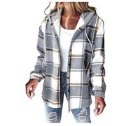 Manteau à Carreaux pour Femmes, Veste à Capuche, Sweat-Shirt, Manteau Polaire Translucide Manteau Hiver Habille