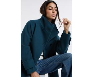 Manteau à col cheminée avec laine - A Greg - S - Vert - Femme - Etam