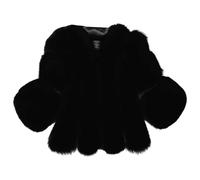 Manteau à manches longues ouvert sur le devant en fausse fourrure pour femme, manteaux d'hiver, veste courte en polaire, vêtements d'extérieur à poils longs, vêtements d'automne, Noir , L