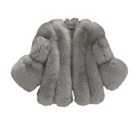 Manteau à manches longues ouvert sur le devant en fausse fourrure pour femme, manteaux d'hiver, veste courte en polaire, vêtements d'extérieur à poils longs, vêtements d'automne, gris foncé, XL