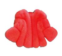 Manteau à manches longues ouvert sur le devant en fausse fourrure pour femme, manteaux d'hiver, veste courte en polaire, vêtements d'extérieur à poils longs, vêtements d'automne, Rouge, M