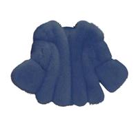Manteau à manches longues ouvert sur le devant en fausse fourrure pour femme, manteaux d'hiver, veste courte en polaire, vêtements d'extérieur à poils longs, vêtements d'automne, bleu marine, 4XL