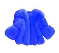 Manteau à manches longues ouvert sur le devant en fausse fourrure pour femme, manteaux d'hiver, veste courte en polaire, vêtements d'extérieur à poils longs, vêtements d'automne, bleu, 4XL