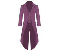 Manteau à queue-de-morue pour homme - Costume gothique en laine - Trench de fête - Steampunk victorien vintage - Smoking Viking Renaissance Pirate Halloween, violet, XL