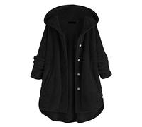 Manteau Automne en Peluche avec Capuche pour Femme,Manteau Femme Fourrure Grand Taille avec Capuche Hiver Chaud Long Elegant Manche Longues Mode Pas Cher Fille Hoodie Veste en Laine
