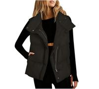 Manteau Automne Femme Court, Doudoune Femme sans Manche Grande Taille, Manteaux Quotidiennes avec Zippé Veste Épais Rembourrée Gilet Décontracté Maison Loungewear Mi Saison Doudoune