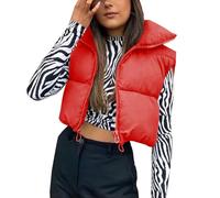 Manteau Automne Femme Court, Doudoune sans Manches Femme Grande Taille, Manteaux Col Montant avec Zippé Veste Épais Rembourrée Gilet Maison Décontracté Loungewear Quotidiennes Doudoune