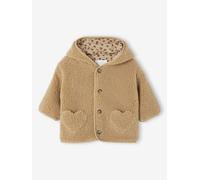 Manteau bébé en sherpa avec doublure imprimée léopard beige 4A(104CM)