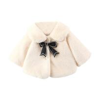manteau bebe fille 3-24 mois fausse fourrure hiver chaud cape bapteme princesse bebe fille chic et elegant mariage ceremonie noel blouson peluche veste polaire fille avec noeud (White, 18-24 Months)