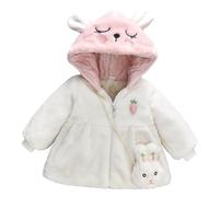 manteau bebe fille 6 mois a 3 ans long hiver chaud veste polaire fille capuche oreille de lapin chic blouson fille automne mignon dessin animé sweat zippé enfant + sac de lapin (White, 2-3 ans)