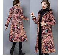 Manteau caban pardessus Femmes capuche manches longues Vintage Toison Thicken Bouton Rouge M