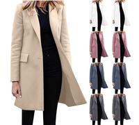 Manteau - Caban - Pardessus Femmes D'Hiver Manteau En Laine Bouton Lapel Trench Caraco Plus Pardessus Outwear,Manteau En Laine éLéGant Coupe Ample Manteau En Laine Classique Mi-Long Pour Femme