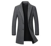 Manteau Cachemire Homme Chaud Laine Veste Elegant Slim Fit Business Parka Epais Trench Coat Caban Revers Couleur Unie Manche Longue Blousons Duffle Coat Hiver Boutons Jacke Pas Cher
