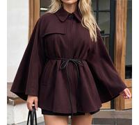 Manteau cape polyvalent de mode pour femmes grandes tailles, couleur unie, style cape, automne, violet baie, écharpe-cape, col entonnoir, soirée, formel, élégant, courbes, bordeaux 0XL,1XL,2XL,3XL,4XL