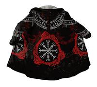 Manteau Capuche Viking Odin Valhalla pour Hommes, Manteau Faux Cachemire Hiver Chaud Impression 3D Veste Unisexe Décontractée.,Aegishjalmur,XL