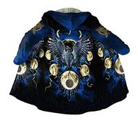 Manteau Capuche Viking Odin Valhalla pour Hommes, Manteau Faux Cachemire Hiver Chaud Impression 3D Veste Unisexe Décontractée.,Raven,S