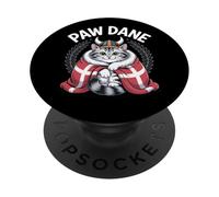 Manteau Chat Viking Danois en Fourrure - Paw Dane Nordic Heritage PopSockets PopGrip Adhésif