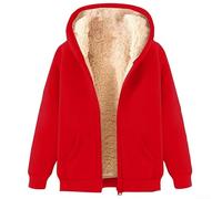 Manteau chaud léger pour femme avec poches à fermeture éclair et doublure en polaire offrant une élasticité modérée pour une utilisation toute l'année (XXXXXL rouge)