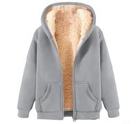 Manteau chaud léger pour femme avec poches à fermeture éclair et doublure en polaire offrant une élasticité modérée pour une utilisation toute l'année (gris clair) XXXXXL