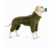 Manteau Chaud pour Chien Double Couche, 4 Pattes couvertes, Coupe-Vent, imperméable, réfléchissant, Olive, Taille 4XL