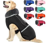 Manteau Chaud pour Chien - Réfléchissant - Imperméable - Coupe-Vent - Col roulé - Doublure en Polaire épaisse - Vêtement pour Animaux de Compagnie - Gilet réglable pour Toutes Les Tailles de Chien -