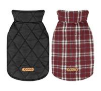 Manteau chaud réversible pour chien avec sangles Velcro : veste à carreaux de style britannique pour l'hiver, gilet confortable pour temps froid pour chiens de petite, moyenne et grande taille, idéal
