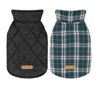 Manteau chaud réversible pour chien avec sangles Velcro : veste à carreaux de style britannique pour l'hiver, gilet confortable pour temps froid pour chiens de petite, moyenne et grande taille, idéal