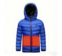 Manteau Chauffant Enfants Veste avec 2 Zones de Chauffage Doudoune USB Chauffant 3 Température Réglable Jacket Couleur Unie Sweat à Capuche Vêtements Pour La Extérieur, Moto, Chasse, Camping, Ski