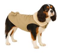 Manteau Chien - Guzzi Beige - A:35cm - Polyester - Lavable à 30°C - Doublure Polaire Douce - Résistant à l’Eau - avec nœud décoratif - Flamingo