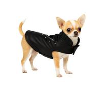 Manteau Chien - Sergio Noir - A:20cm B:26-28cm C:34-38cm - Similicuir - Lavable à 30°C - Imperméable - Flamingo