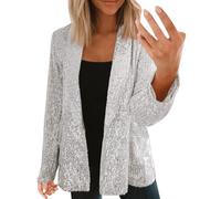 Manteau Cintré Femme Grande Taille Blazer A Paillette A Paillette Veste Paillettes Femme Disco Tailleur Manche Longue Cardigan Ouverte Devant Veste Décontracté Manteau Ville Chic Blazer
