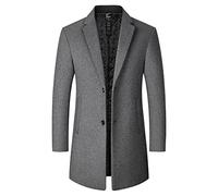 Manteau Classique Élégant pour Hommes, Long Pardessus en Mélange de Laine, Coupe Ajustée Classique, Veste Mi-Longue 3/4, Col à Revers, Pour Affaires Décontractées, Veste d'Extérieur Smart, Manteau de