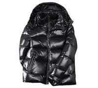 Manteau court et brillant pour femme Mode parka Hiver Épais Chaud Outwear à Capuche Ample Oversize Doudoune Femme Parka, Noir , M