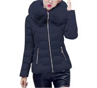 Manteau Court Femme a Capuche, Veste Femme Manches Longues Parka Slim Fermeture Éclair Blousons Imperméable Veste Chaude Automne Hiver Blouson Casual Grande Taille Coupe-Vent